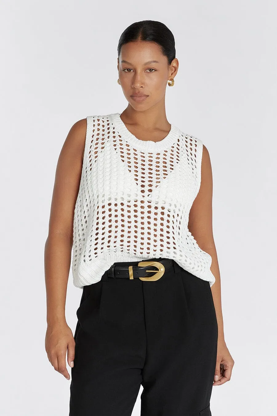 HUNTER OFF WHITE CROCHET TANK