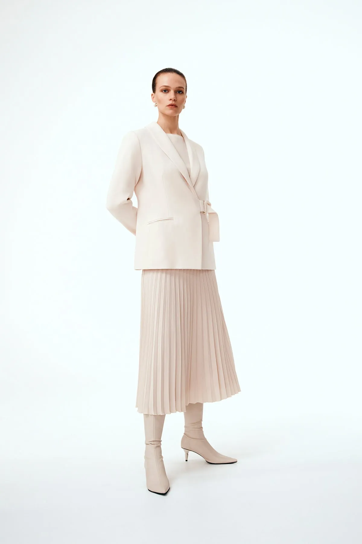 Ingrid Pleat Skirt - Porcelain