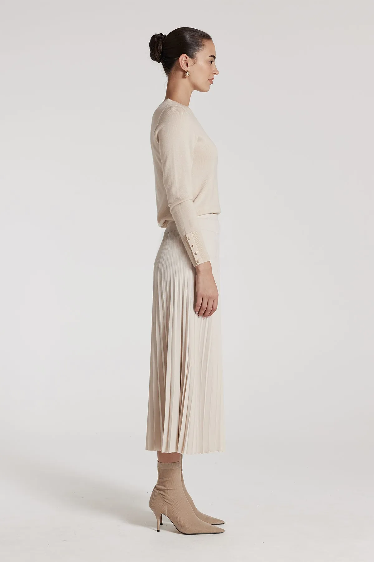 Ingrid Pleat Skirt - Porcelain