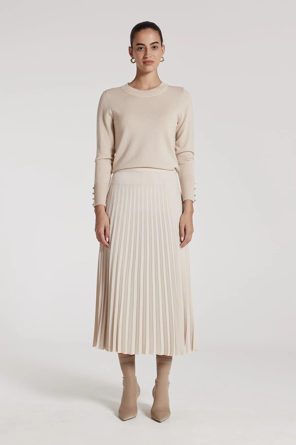 Ingrid Pleat Skirt - Porcelain