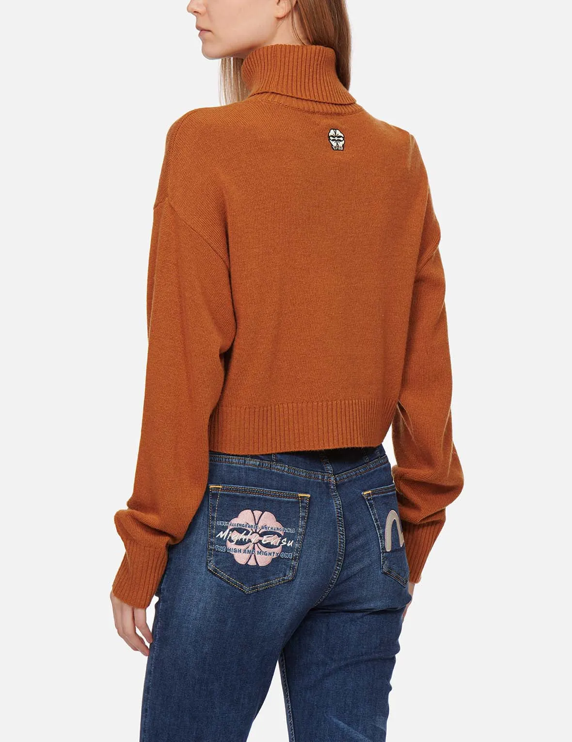 Kamon Embroidery Turtleneck Knitted Pullover