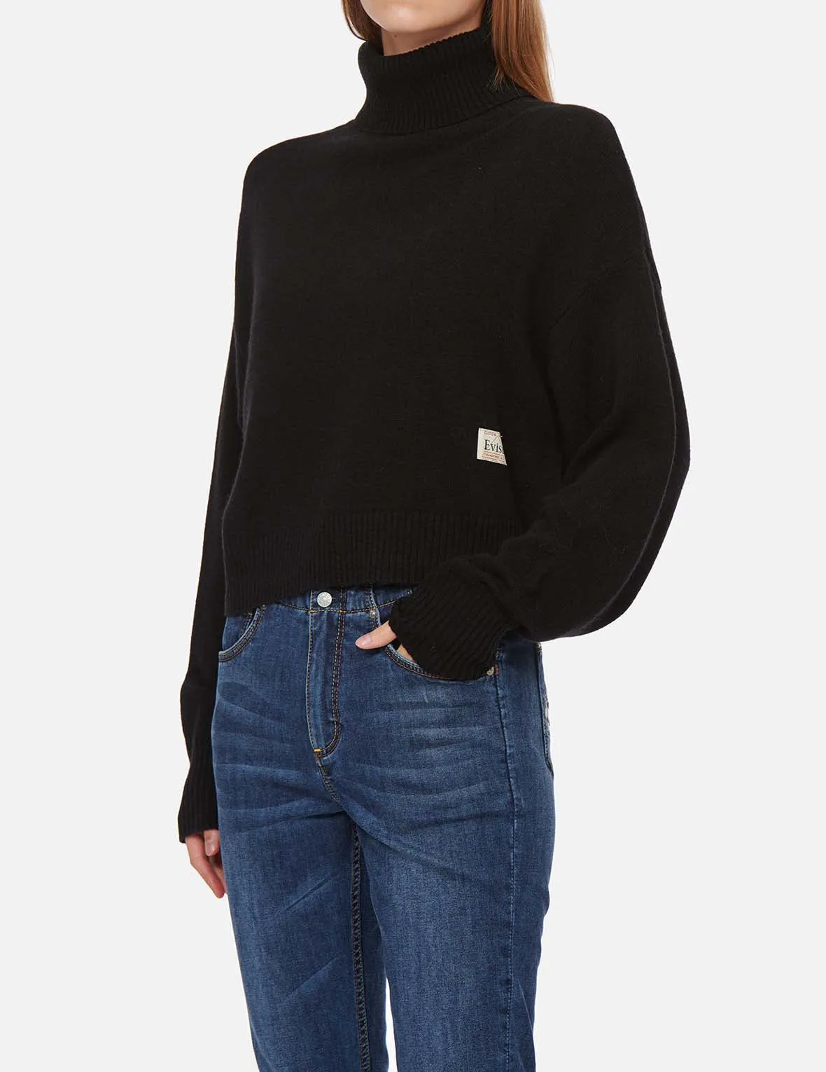 Kamon Embroidery Turtleneck Knitted Pullover