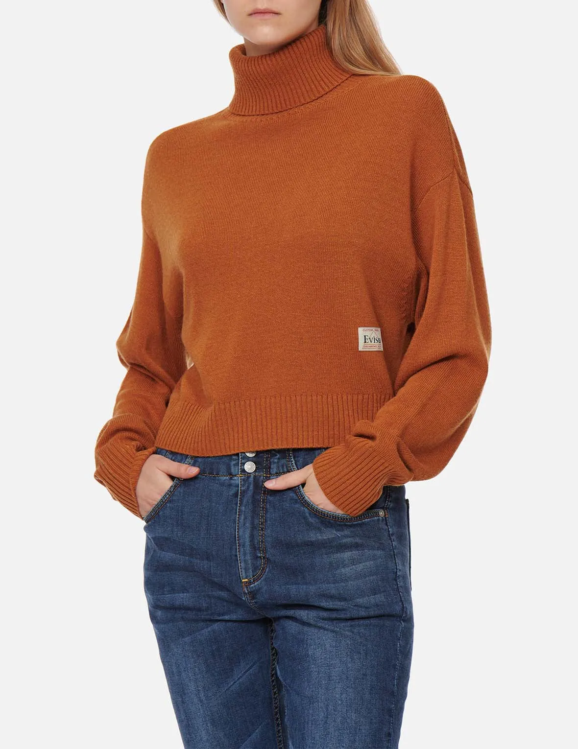 Kamon Embroidery Turtleneck Knitted Pullover