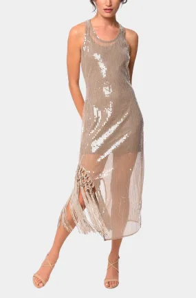 Kataline Fringe Hem Sequin Tank Dress