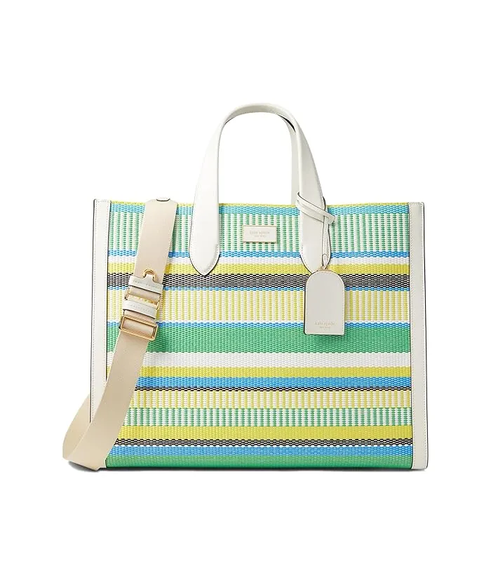 Kate Spade New York Manhattan Striped Woven Straw Large Tote