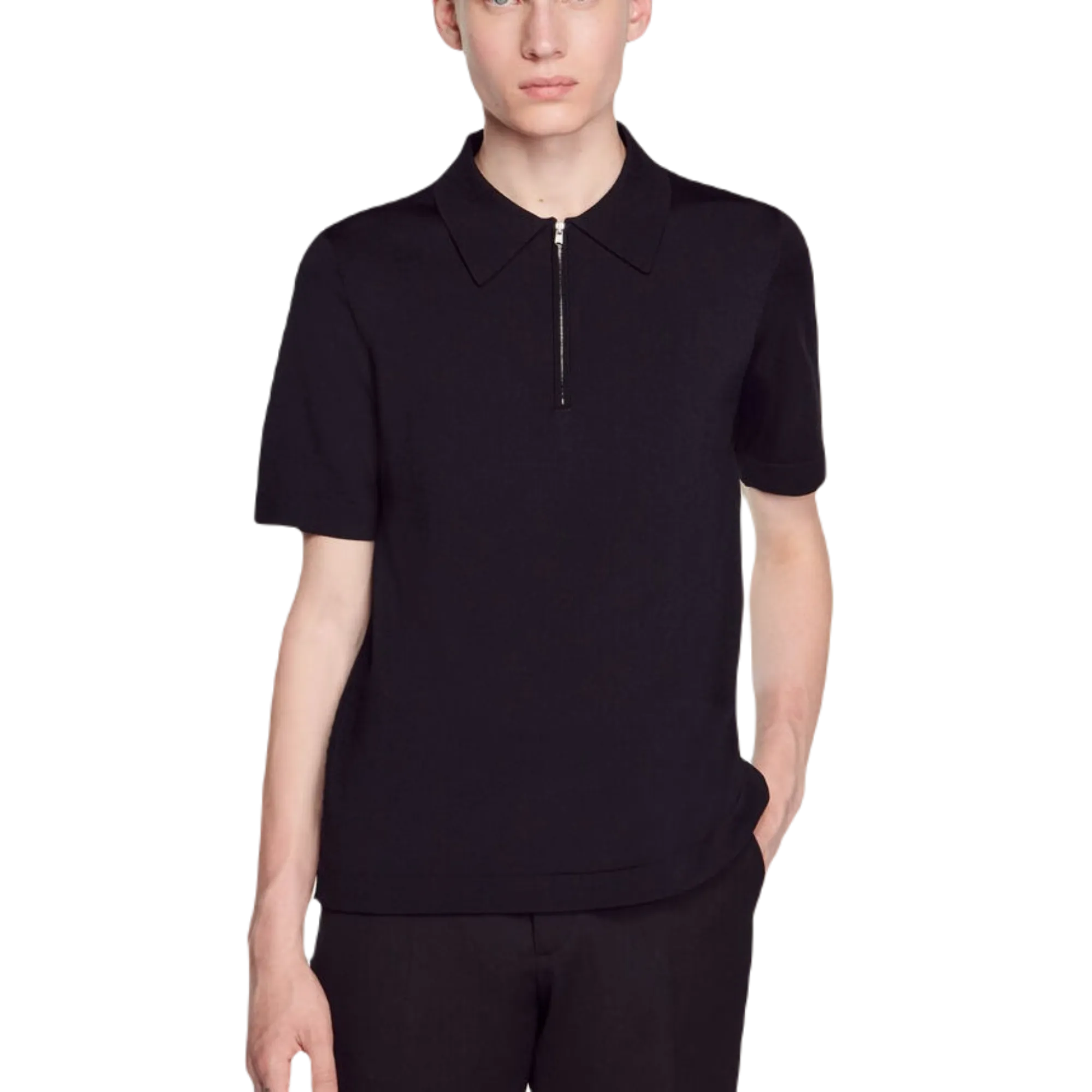 KNITTED POLO SHIRT WITH ZIP COLLAR