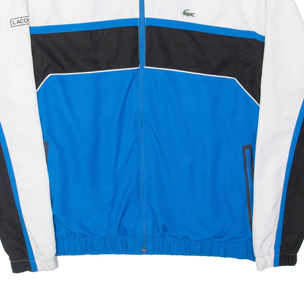 LACOSTE Sport Mens Windbreaker Jacket Blue Hooded Colourblock 3XL