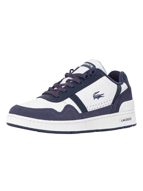 Lacoste T-Clip 223 3 SMA Leather Trainers - White/Navy