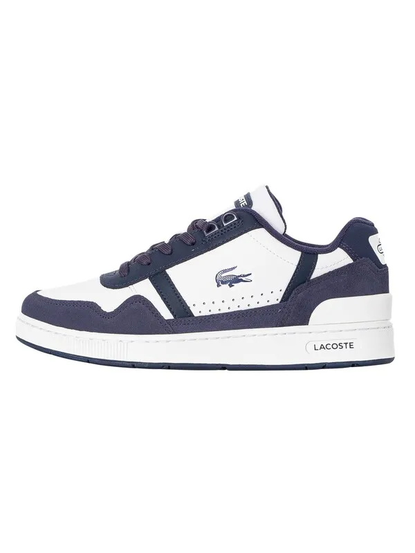 Lacoste T-Clip 223 3 SMA Leather Trainers - White/Navy