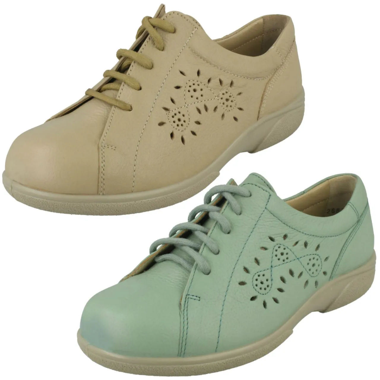 Ladies Easy B Lace Up Trainers With Flower Detailing Carmen