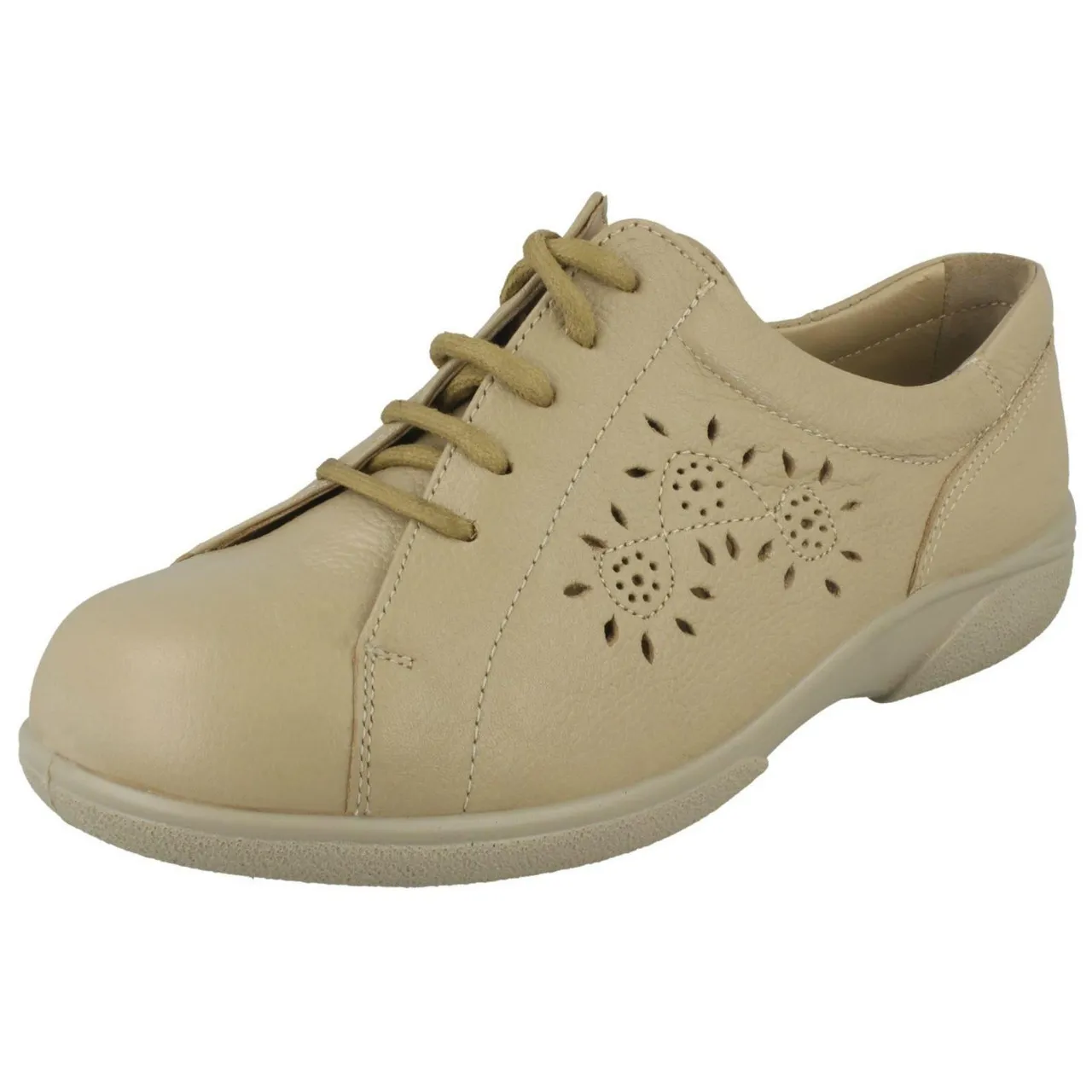 Ladies Easy B Lace Up Trainers With Flower Detailing Carmen