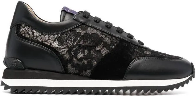 Le Silla Claire lace-embellished leather sneakers Black