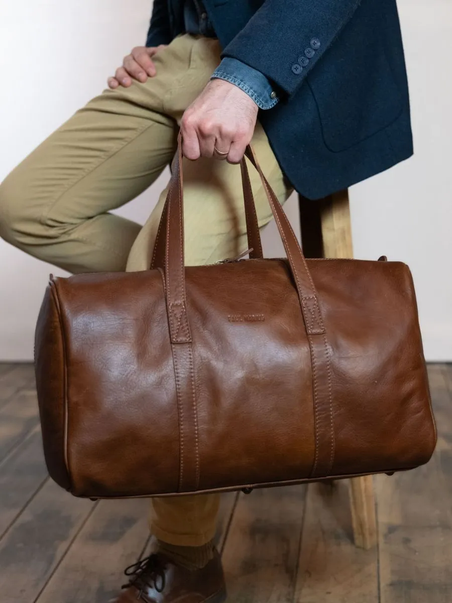 leather travel bag plane Brown - LeCabine Tobacco Brown | PAUL MARIUS