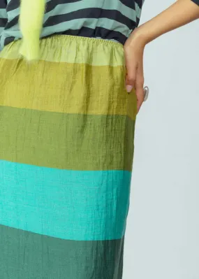 Linen Stripe Skirt - Turquoise