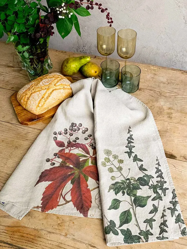 Linoroom Ivy and Creeper Tea Towels in Natural