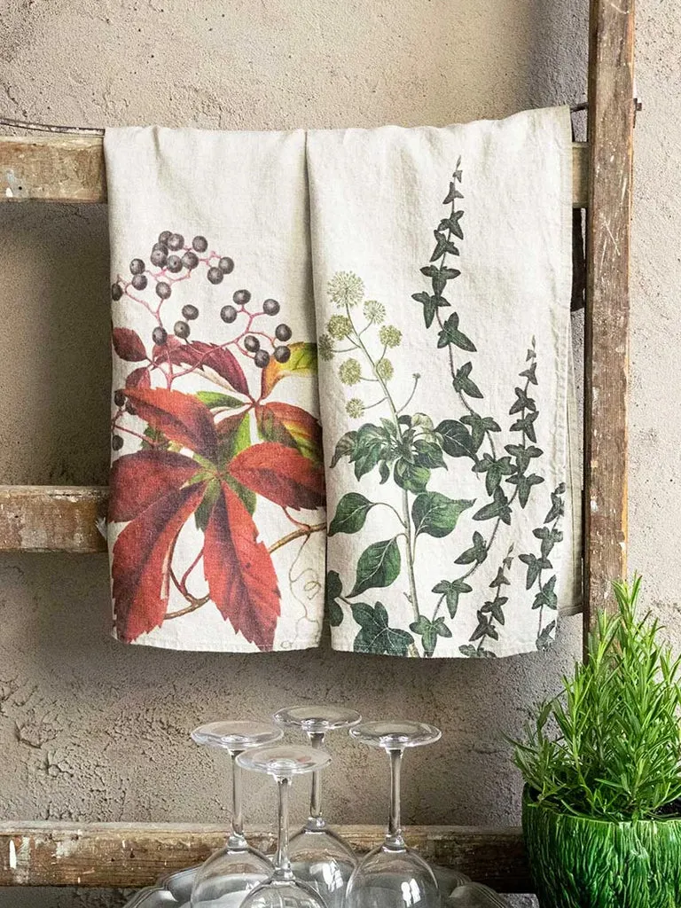 Linoroom Ivy and Creeper Tea Towels in Natural