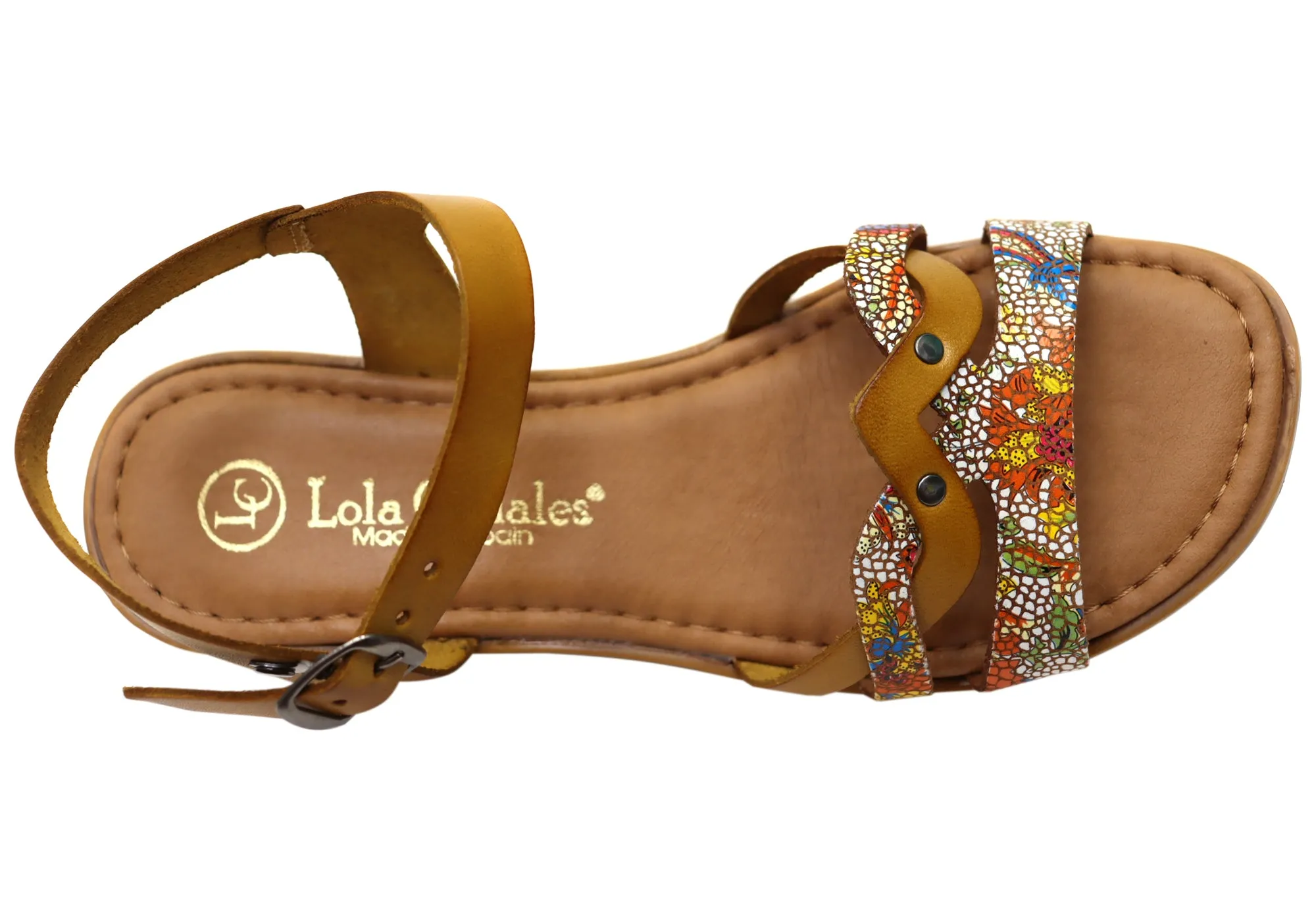 Lola Canales Lane Womens Comfortable Leather Sandals Made In Spain