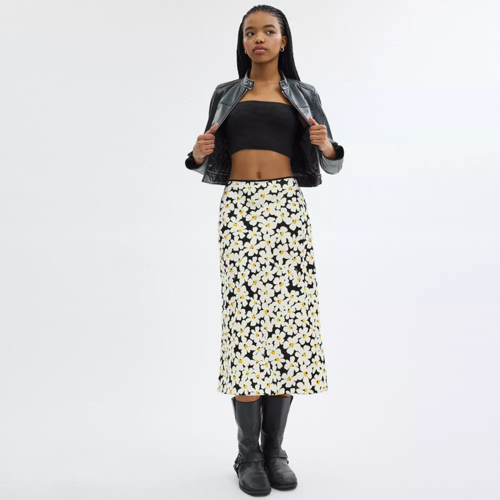 LONG FLORAL MIDI SKIRT