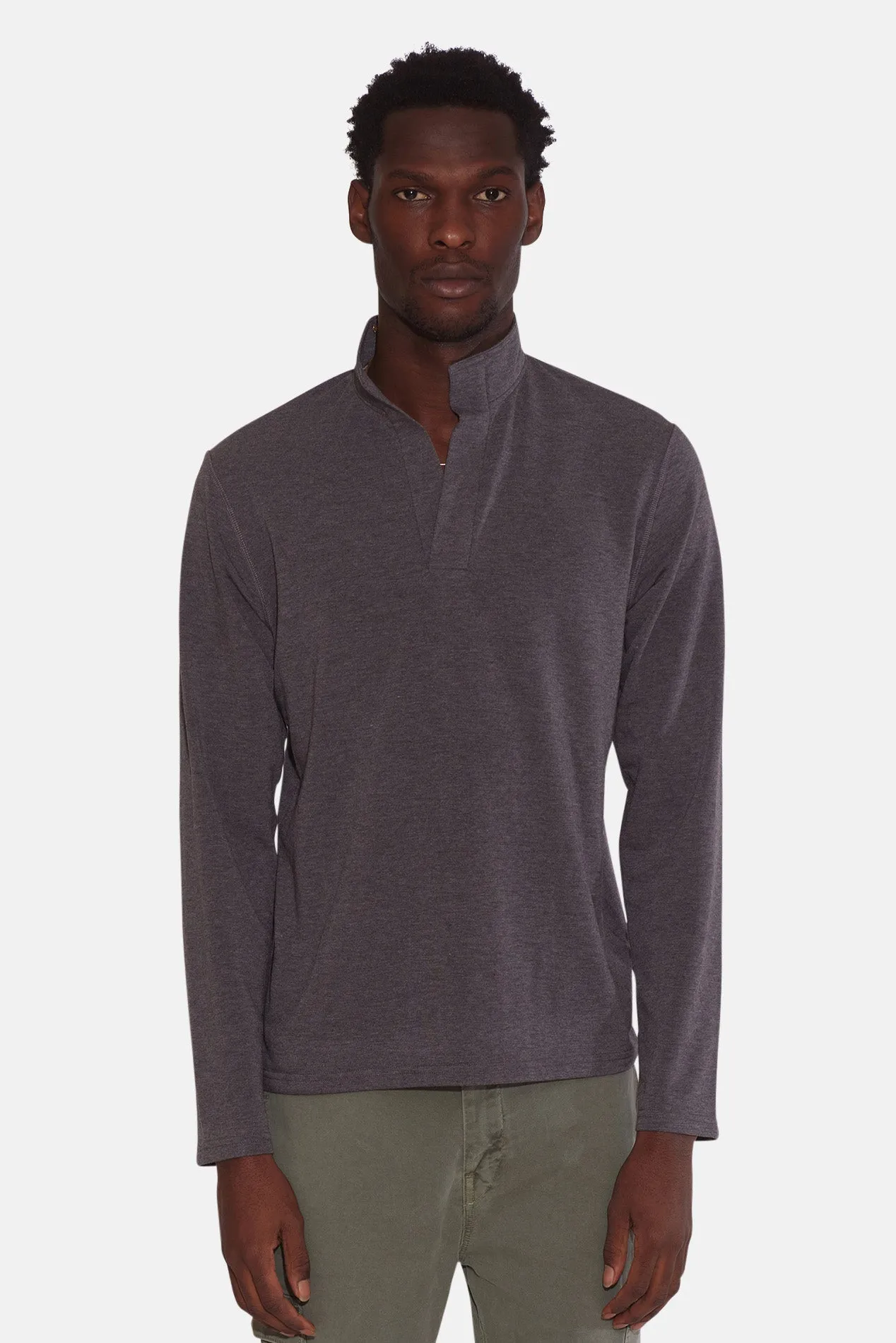 Mason Pop Collar Pullover Dark Grey Heather