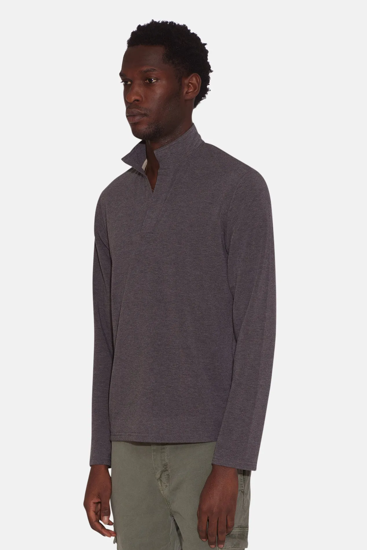 Mason Pop Collar Pullover Dark Grey Heather