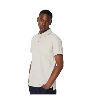 Mens slub polo shirt taupe Maine