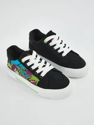 Minecraft Black Graffiti Canvas Lace Up Trainers | Kids | George at ASDA