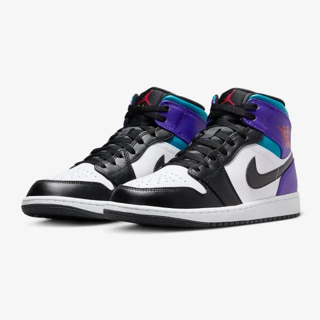 Nike Air Jordan 1 Mid (Aqua/ White/ Court Purple/ Tropic...