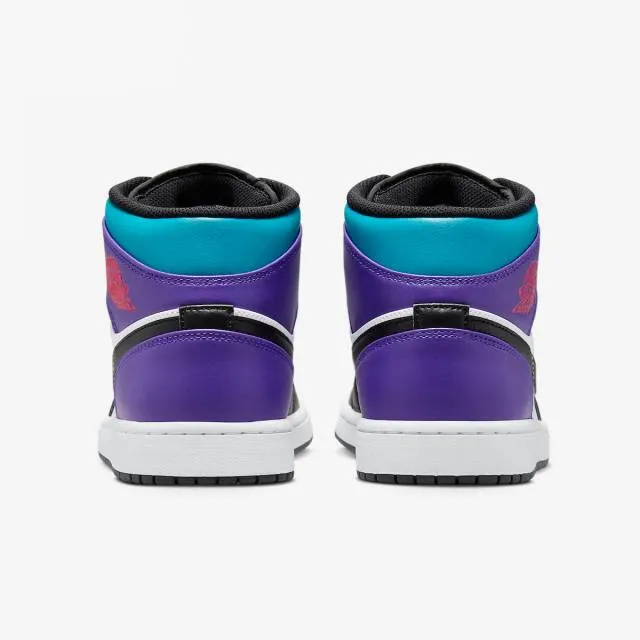 Nike Air Jordan 1 Mid (Aqua/ White/ Court Purple/ Tropic...