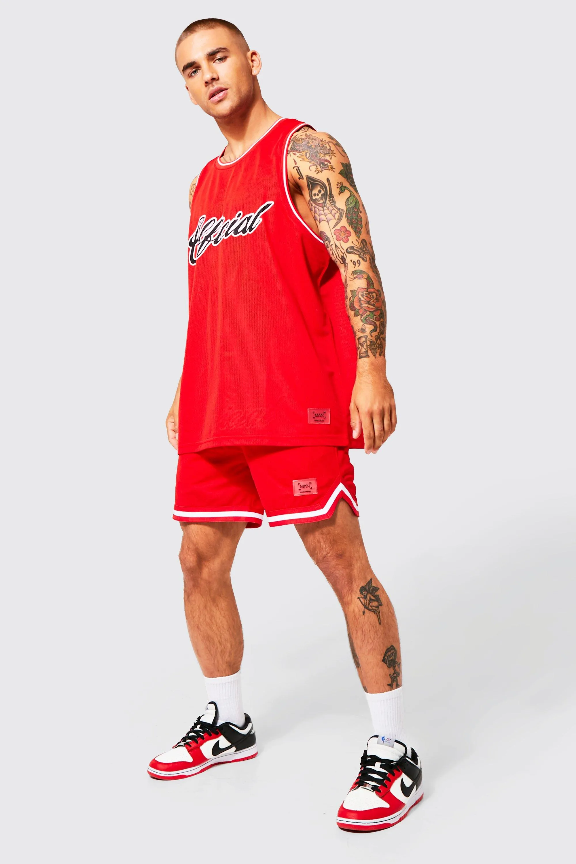 Oversized Mesh Basketball Vest & Short Set | boohooMAN UK