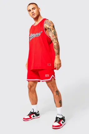 Oversized Mesh Basketball Vest & Short Set | boohooMAN UK