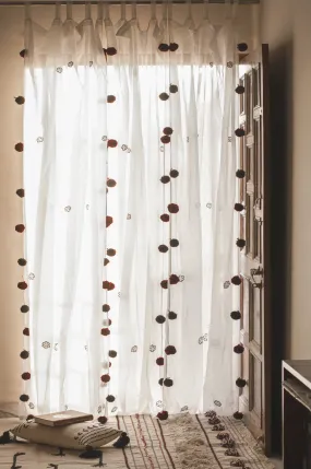 Pearl White Pom-Pom Curtains Set of 2