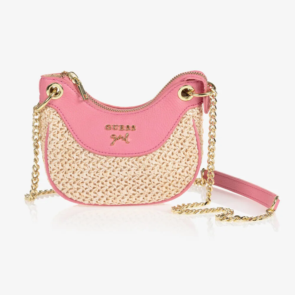 Pink Straw Shoulder Bag (12cm)