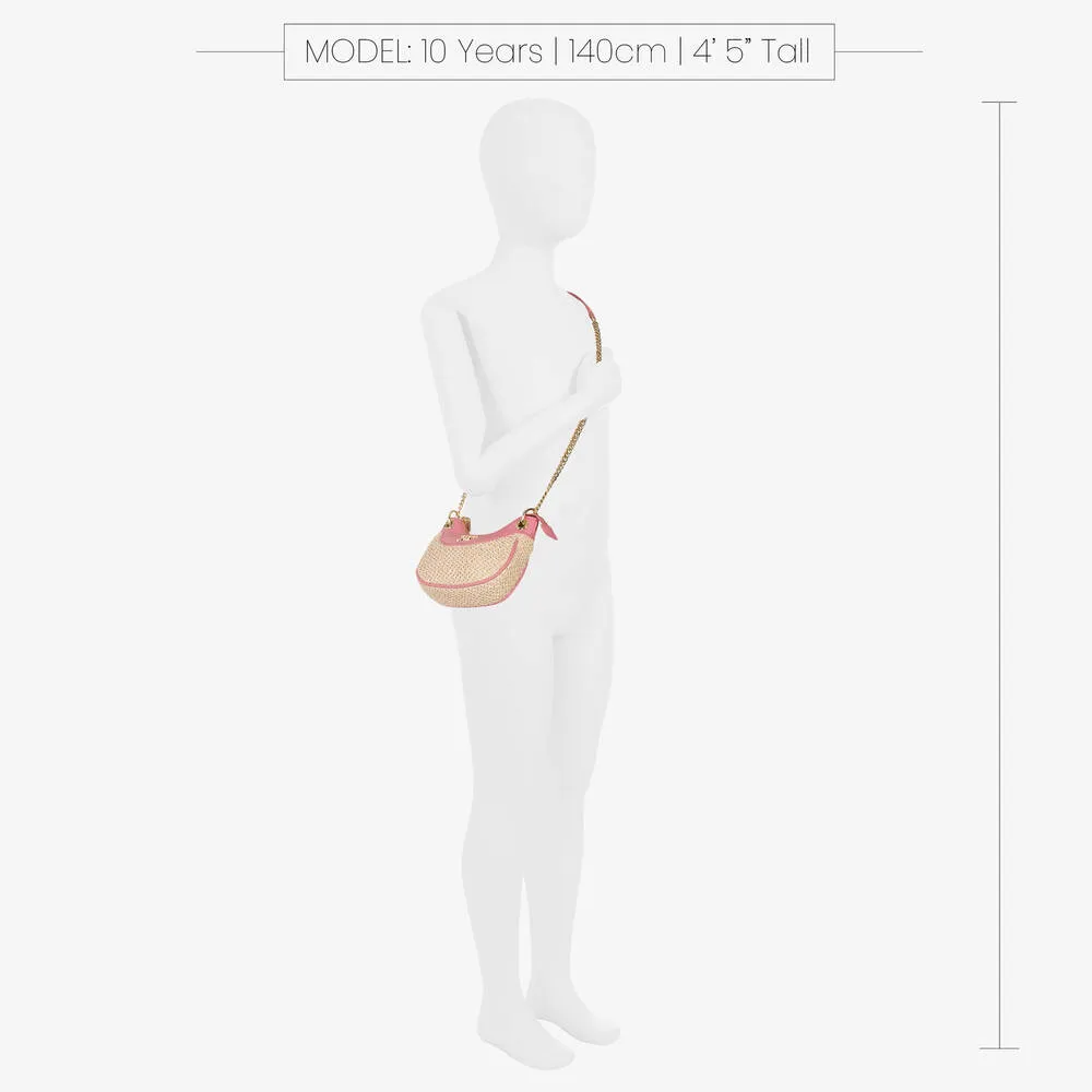 Pink Straw Shoulder Bag (12cm)