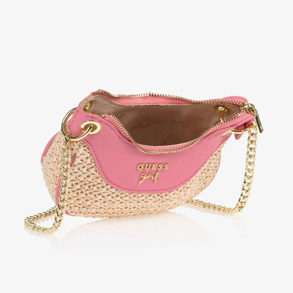 Pink Straw Shoulder Bag (12cm)