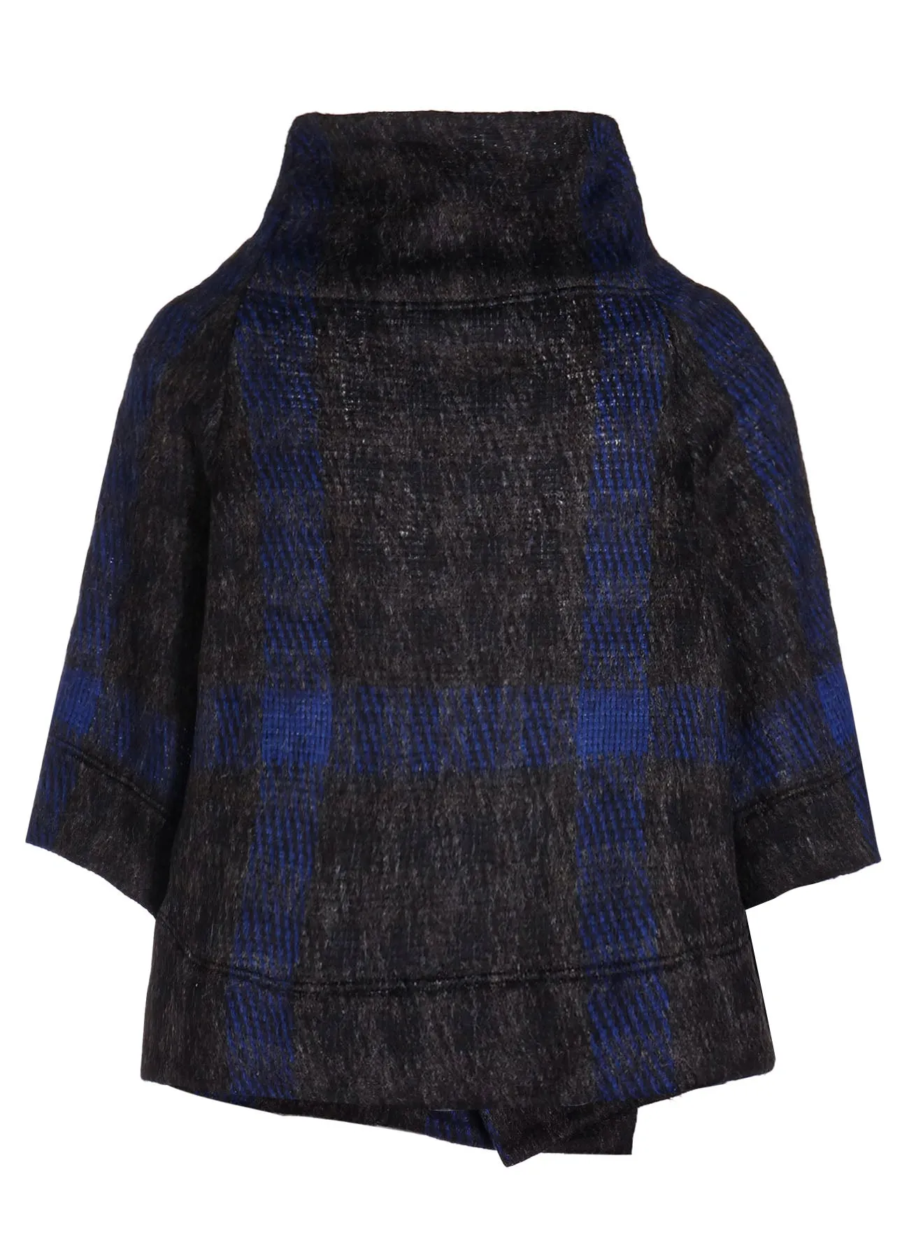 PLAID GAUZE WJQ 3/4 SLEEVE RAG CARDIGAN