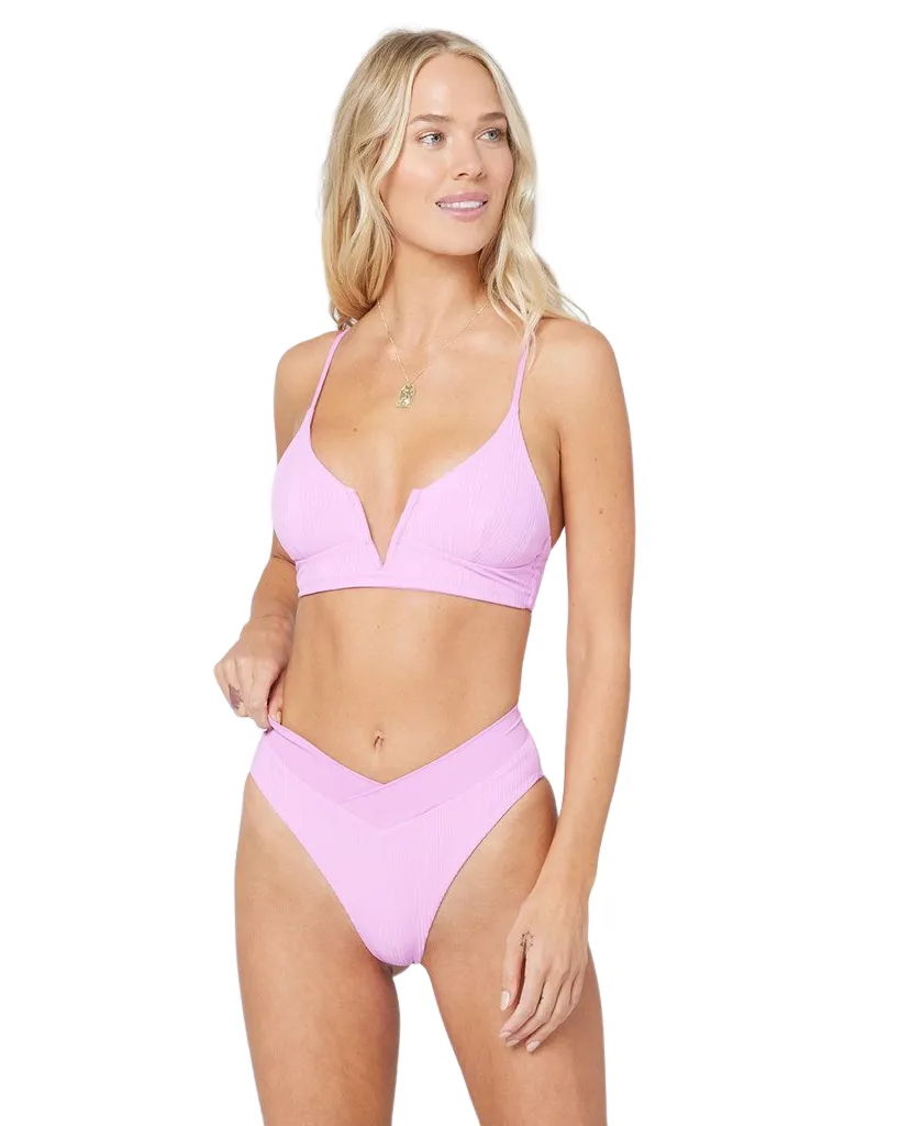 Pointelle Rib Court High Leg Bikini Bottom