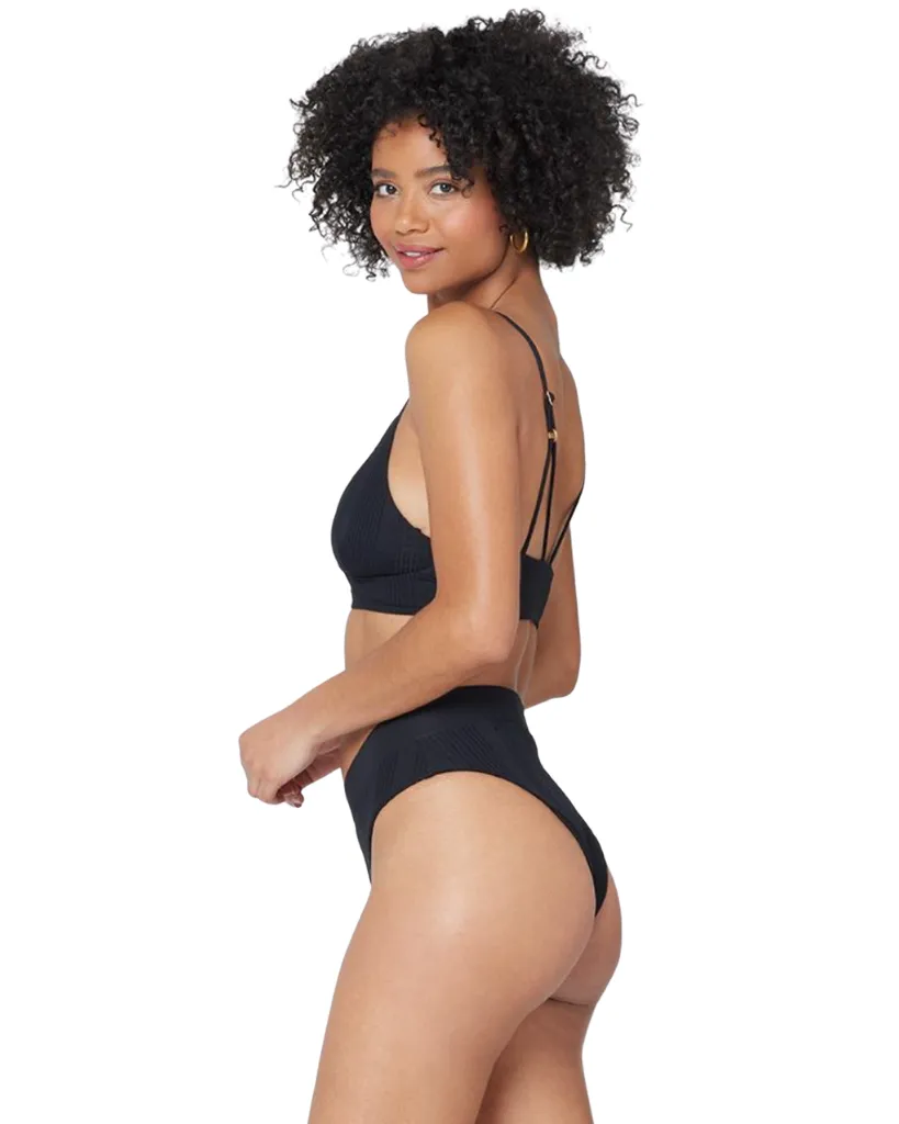 Pointelle Rib Court High Leg Bikini Bottom