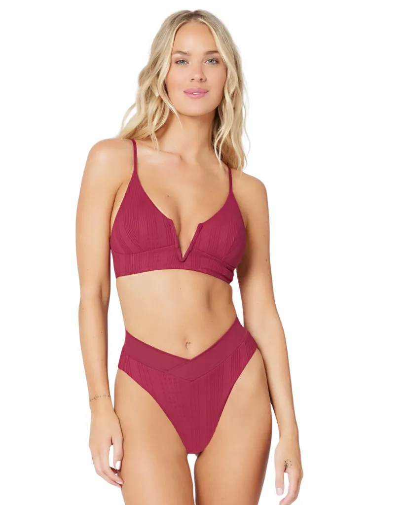 Pointelle Rib Court High Leg Bikini Bottom