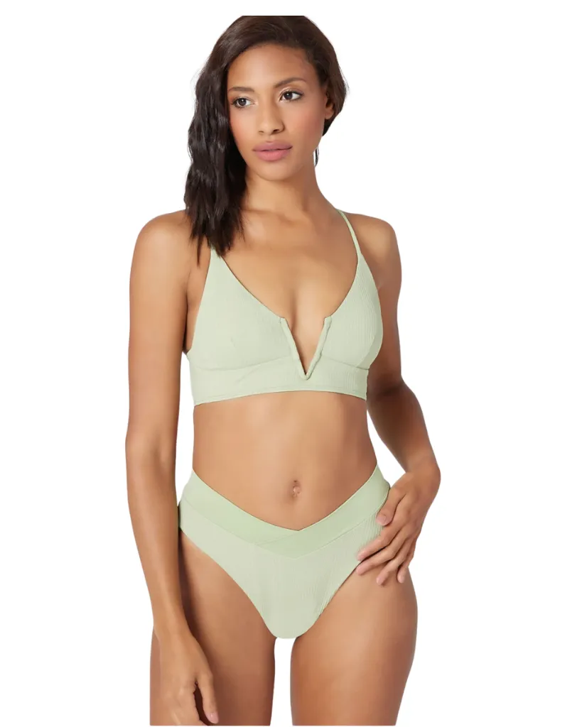 Pointelle Rib Court High Leg Bikini Bottom