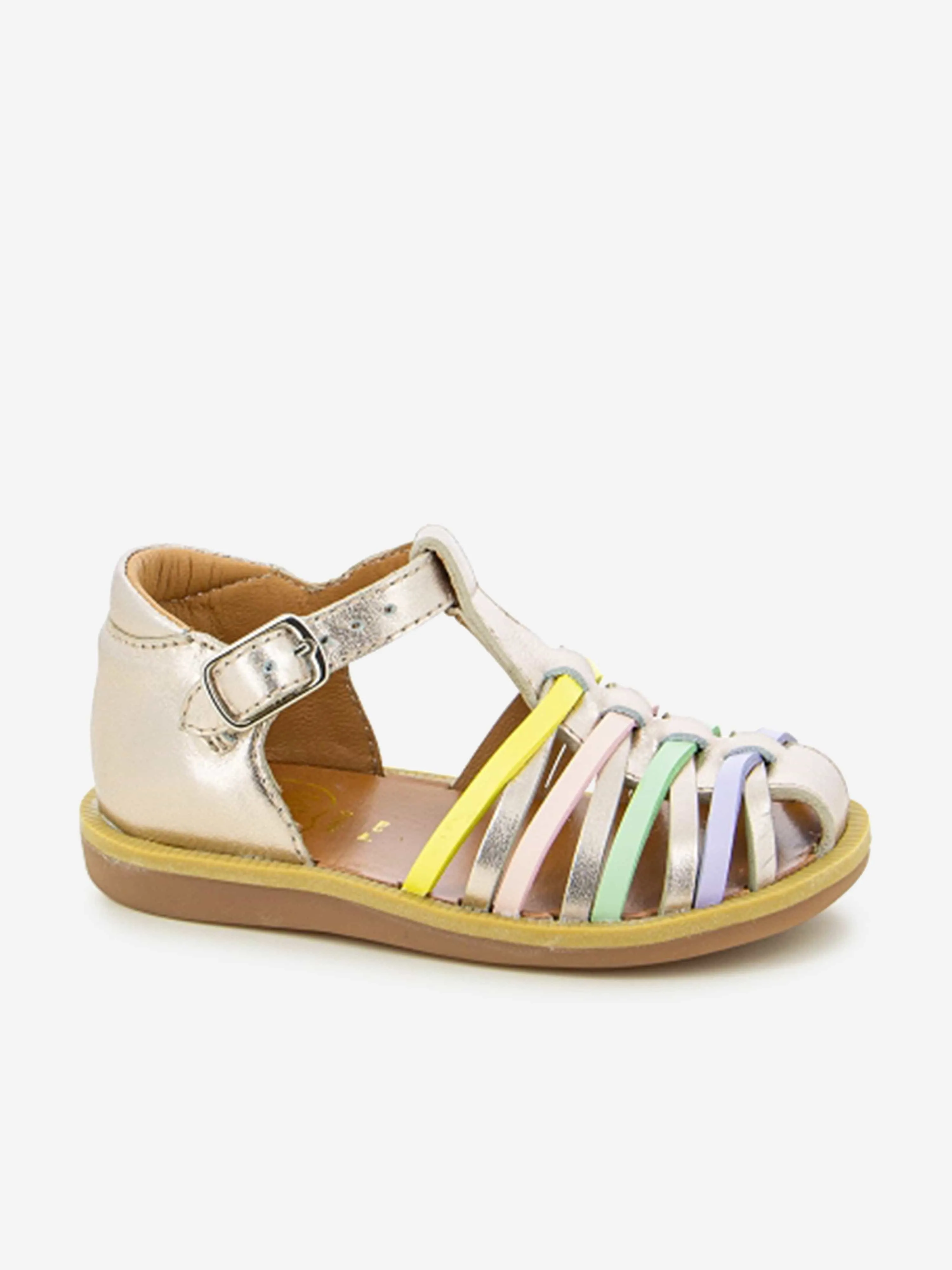 Pom D'Api Girls Leather Poppy Betty Sandals in Gold