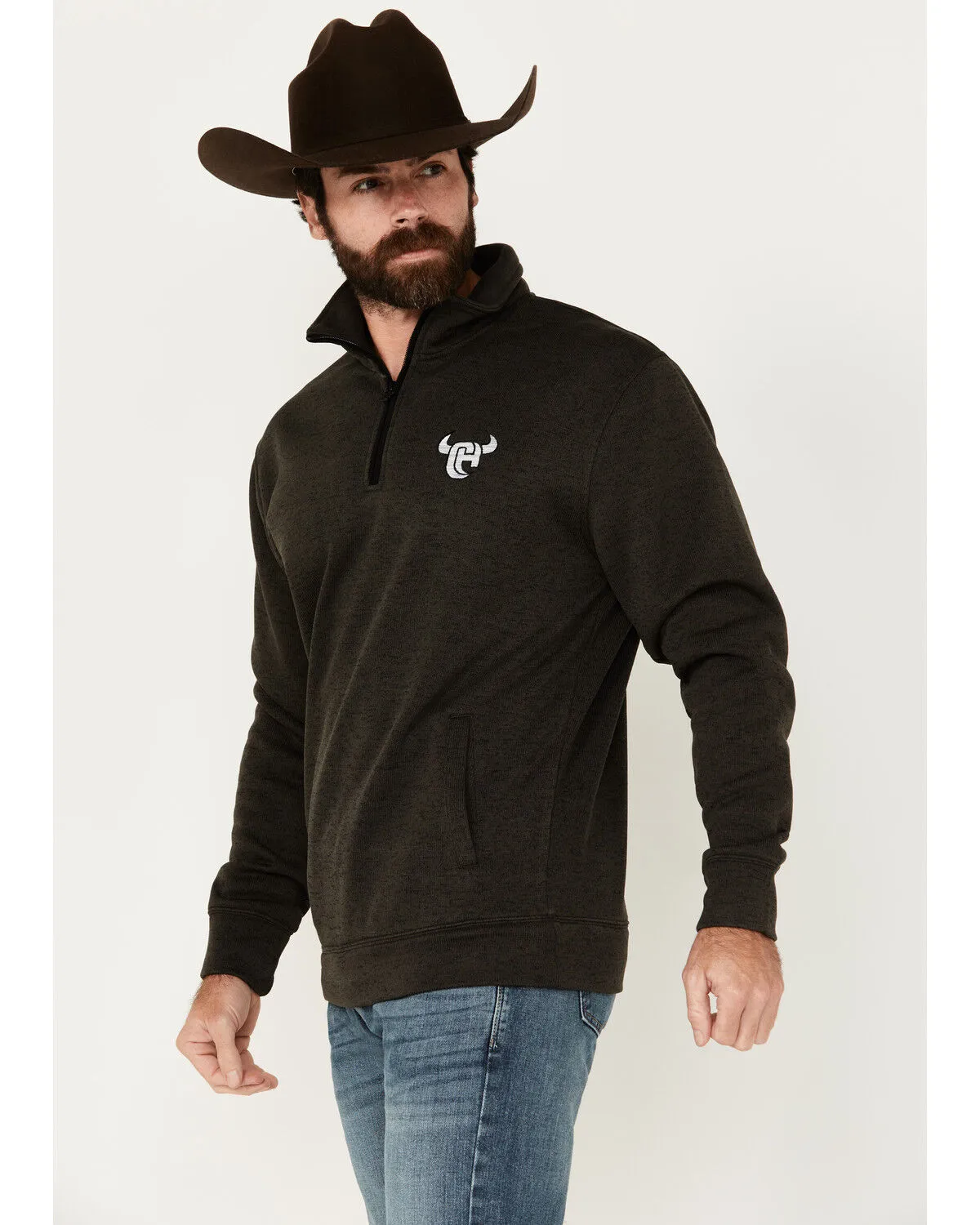 Product Name:  Cowboy Hardware Men's Speckle Logo 1/4 Zip Pullover