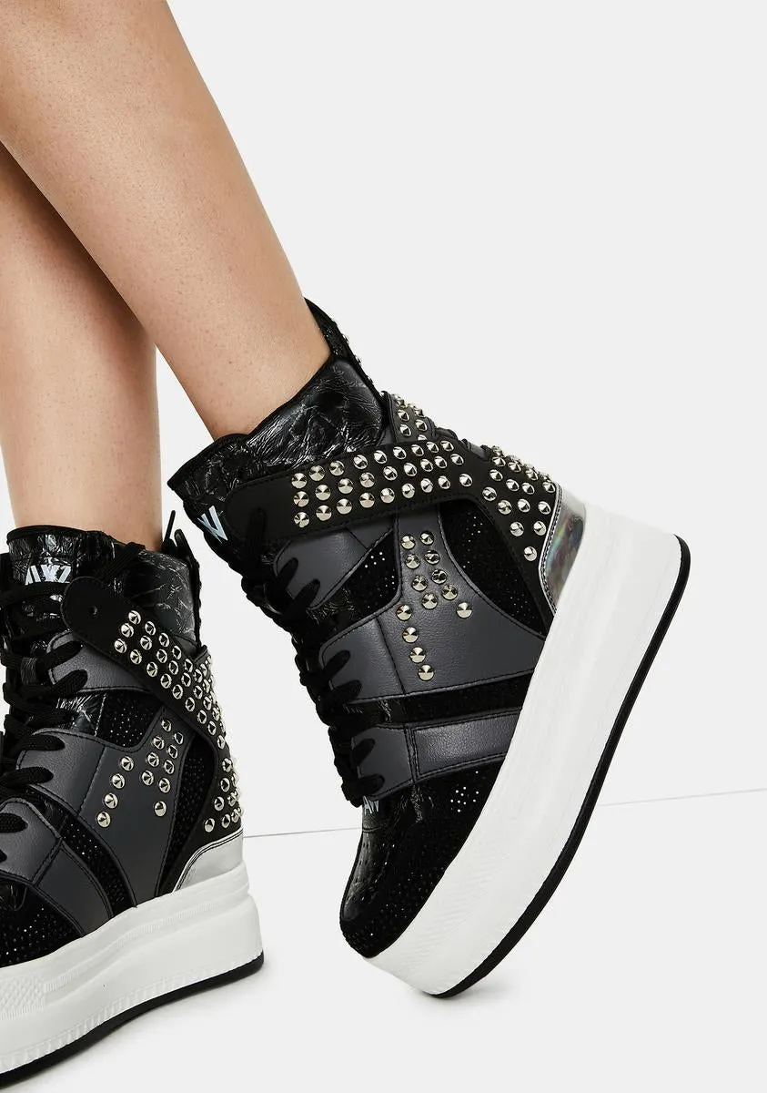 Quince Studded Wedge Sneakers-