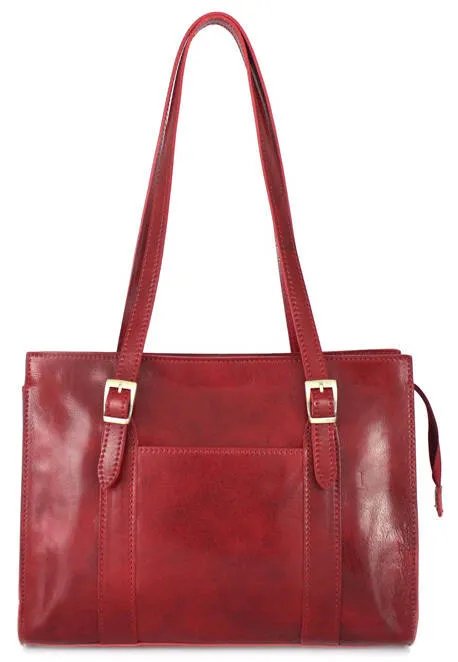 Red calfskin nella shoulder bag