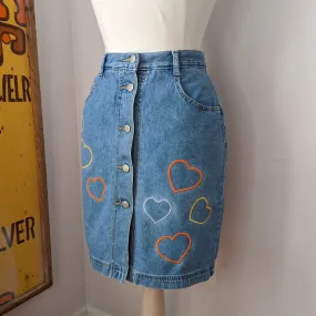 Reworked Embroidered Heart Skirt