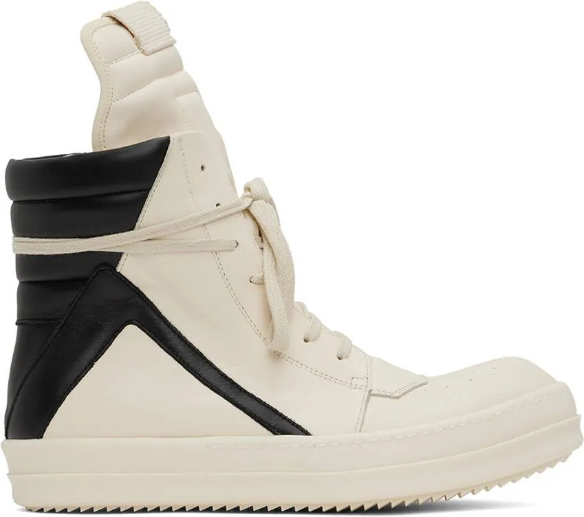 Rick Owens Off-White & Black Geobasket Sneakers