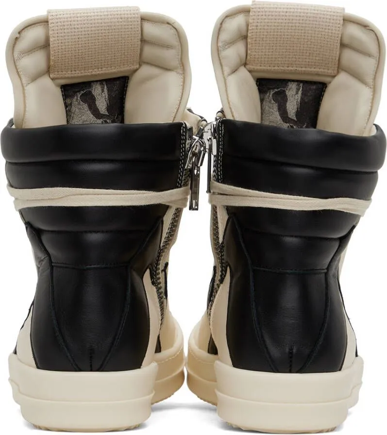 Rick Owens Off-White & Black Geobasket Sneakers