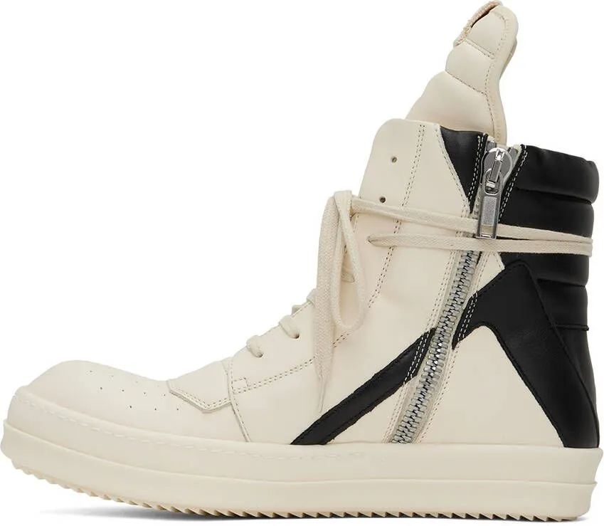 Rick Owens Off-White & Black Geobasket Sneakers