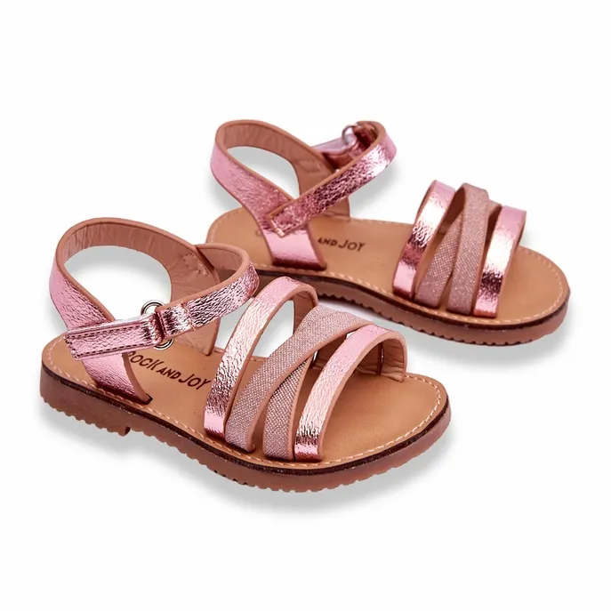 Rock And Joy Children's Sandals With Stripes Pink Isla