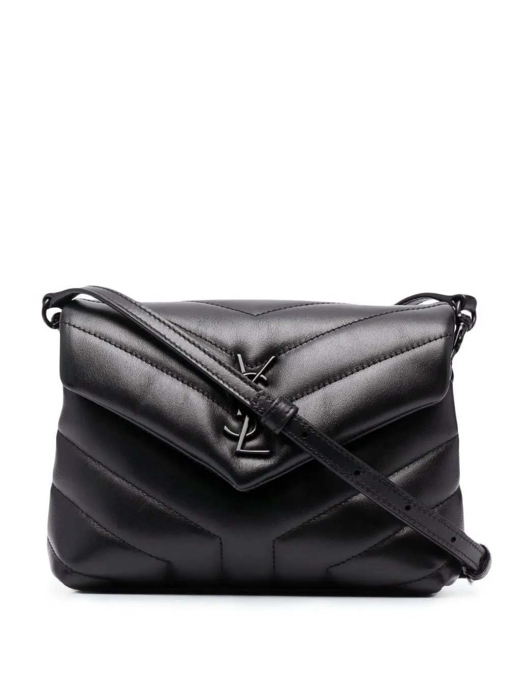 SAINT LAURENT Gunmetal Loulou Logo Crossbody: A Sleek and Sophisticated Handbag for Effortless Elegance