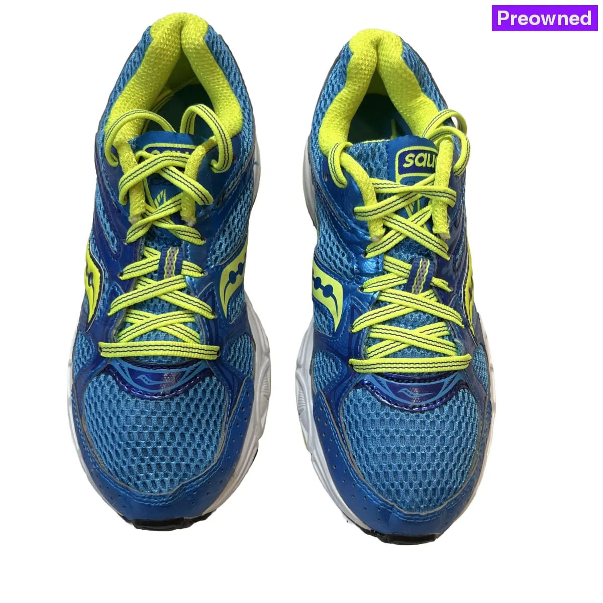 SAUCONY Women's Grid Cohesion 6 -Blue/Citron- Running Shoe - Size 6.5M Preowned